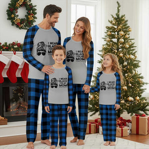 I Wear Black For My Mom Plaid Pajama Set Melanoma Awareness Family Gift TS12 Blue Plaid Print Your Wear