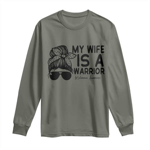 My Wife Is A Warrior Long Sleeve Shirt Melanoma Awareness Husband Gift TS12 Military Green Print Your Wear