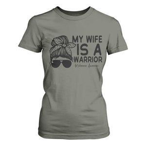 My Wife Is A Warrior T Shirt For Women Melanoma Awareness Husband Gift TS12 Military Green Print Your Wear