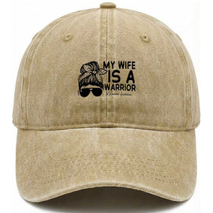 My Wife Is A Warrior Washed Cotton Baseball Cap Melanoma Awareness Husband Gift TS12 Print Your Wear