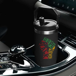 First Fathers Day Black Dad Flip Straw Tumbler New Dad Gift