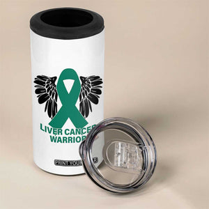 Liver Cancer Angel Warrior Wings 4 in 1 Can Cooler Tumbler Green Ribbon Awareness Support Gift