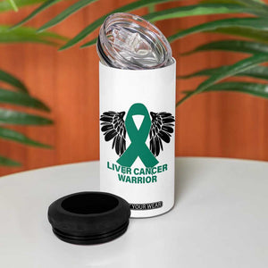 Liver Cancer Angel Warrior Wings 4 in 1 Can Cooler Tumbler Green Ribbon Awareness Support Gift