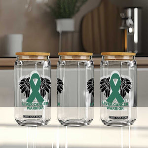 Liver Cancer Angel Warrior Wings Glass Can Green Ribbon Awareness Support Gift