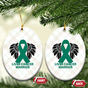 Liver Cancer Angel Warrior Wings Ceramic Ornament Green Ribbon Awareness Support Gift