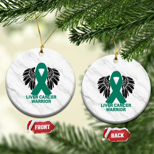 Liver Cancer Angel Warrior Wings Ceramic Ornament Green Ribbon Awareness Support Gift