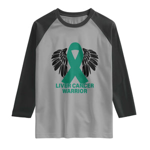 Liver Cancer Angel Warrior Wings Raglan Shirt Green Ribbon Awareness Support Gift