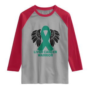 Liver Cancer Angel Warrior Wings Raglan Shirt Green Ribbon Awareness Support Gift