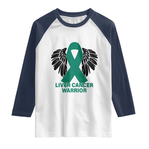 Liver Cancer Angel Warrior Wings Raglan Shirt Green Ribbon Awareness Support Gift