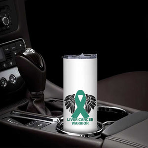 Liver Cancer Angel Warrior Wings Skinny Tumbler Green Ribbon Awareness Support Gift