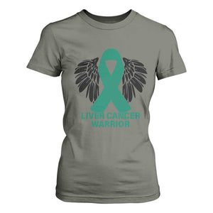 Liver Cancer Angel Warrior Wings T Shirt For Women Green Ribbon Awareness Support Gift