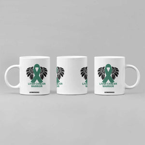 Liver Cancer Angel Warrior Wings Coffee Mug Green Ribbon Awareness Support Gift