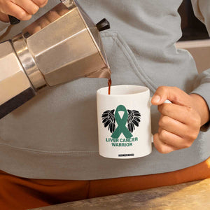 Liver Cancer Angel Warrior Wings Coffee Mug Green Ribbon Awareness Support Gift