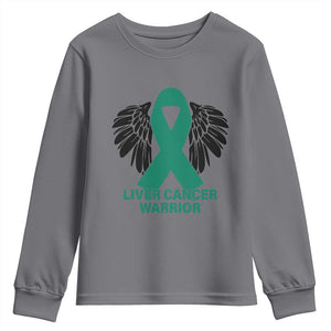 Liver Cancer Angel Warrior Wings Youth Sweatshirt Green Ribbon Awareness Support Gift