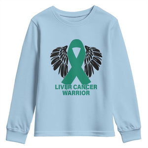 Liver Cancer Angel Warrior Wings Youth Sweatshirt Green Ribbon Awareness Support Gift