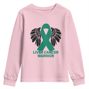 Liver Cancer Angel Warrior Wings Youth Sweatshirt Green Ribbon Awareness Support Gift