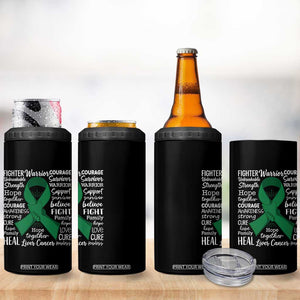 Liver Cancer Support Gift 4 in 1 Can Cooler Tumbler Fearless Unbreakable Warrior Hope
