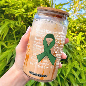 Liver Cancer Support Gift Glass Can Fearless Unbreakable Warrior Hope