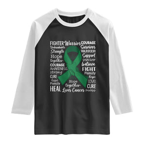 Liver Cancer Support Gift Raglan Shirt Fearless Unbreakable Warrior Hope