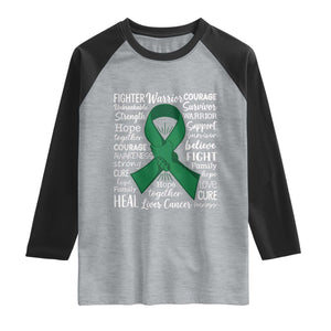 Liver Cancer Support Gift Raglan Shirt Fearless Unbreakable Warrior Hope
