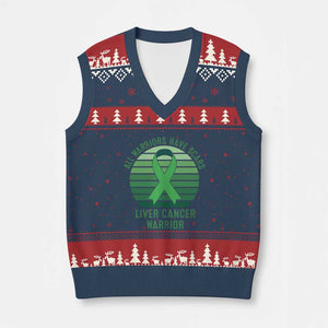 All Warriors Have Scars Liver Cancer V-Neck Knit Sweater Vest Green Ribbon Survivor Fighter Gift