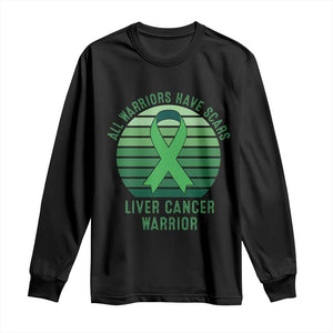 All Warriors Have Scars Liver Cancer Long Sleeve Shirt Green Ribbon Survivor Fighter Gift