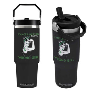 Liver Cancer Warrior Unbreakable Gift Flip Straw Tumbler Cancer Messed With The Wrong Girl