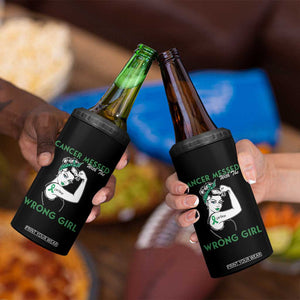 Liver Cancer Warrior Unbreakable Gift 4 in 1 Can Cooler Tumbler Cancer Messed With The Wrong Girl