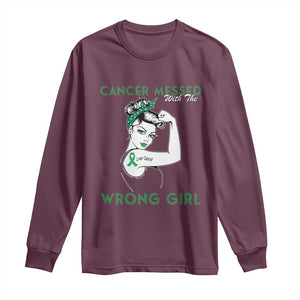Liver Cancer Warrior Unbreakable Gift Long Sleeve Shirt Cancer Messed With The Wrong Girl