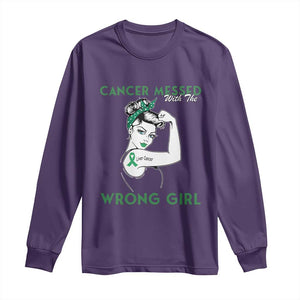Liver Cancer Warrior Unbreakable Gift Long Sleeve Shirt Cancer Messed With The Wrong Girl