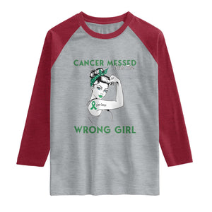 Liver Cancer Warrior Unbreakable Gift Raglan Shirt Cancer Messed With The Wrong Girl