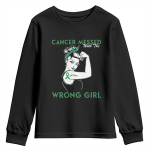 Liver Cancer Warrior Unbreakable Gift Youth Sweatshirt Cancer Messed With The Wrong Girl