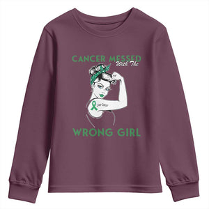Liver Cancer Warrior Unbreakable Gift Youth Sweatshirt Cancer Messed With The Wrong Girl
