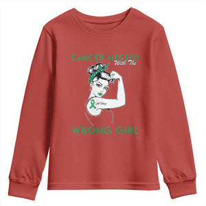 Liver Cancer Warrior Unbreakable Gift Youth Sweatshirt Cancer Messed With The Wrong Girl