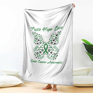 Faith Hope Love Liver Cancer Awareness Throw Blanket Butterfly Ribbon Floral Gift