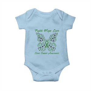 Faith Hope Love Liver Cancer Awareness Baby Onesie Butterfly Ribbon Floral Gift