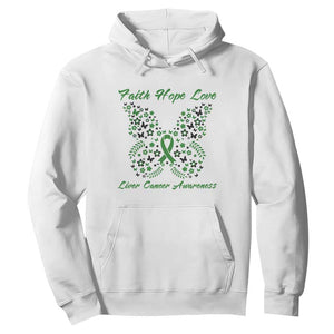 Faith Hope Love Liver Cancer Awareness Hoodie Butterfly Ribbon Floral Gift