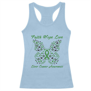 Faith Hope Love Liver Cancer Awareness Racerback Tank Top Butterfly Ribbon Floral Gift