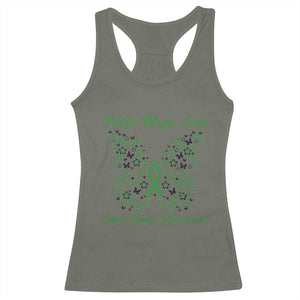 Faith Hope Love Liver Cancer Awareness Racerback Tank Top Butterfly Ribbon Floral Gift