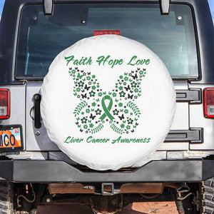 Faith Hope Love Liver Cancer Awareness Spare Tire Cover Butterfly Ribbon Floral Gift