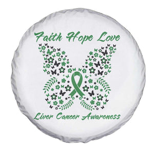 Faith Hope Love Liver Cancer Awareness Spare Tire Cover Butterfly Ribbon Floral Gift