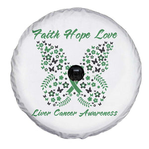 Faith Hope Love Liver Cancer Awareness Spare Tire Cover Butterfly Ribbon Floral Gift