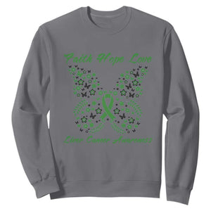 Faith Hope Love Liver Cancer Awareness Sweatshirt Butterfly Ribbon Floral Gift
