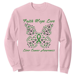 Faith Hope Love Liver Cancer Awareness Sweatshirt Butterfly Ribbon Floral Gift