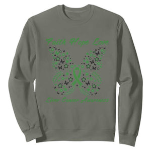 Faith Hope Love Liver Cancer Awareness Sweatshirt Butterfly Ribbon Floral Gift