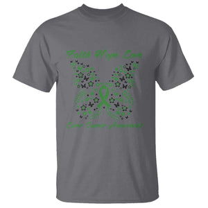 Faith Hope Love Liver Cancer Awareness T Shirt Butterfly Ribbon Floral Gift