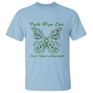 Faith Hope Love Liver Cancer Awareness T Shirt Butterfly Ribbon Floral Gift