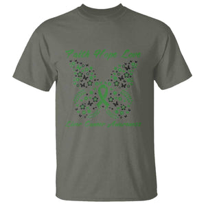 Faith Hope Love Liver Cancer Awareness T Shirt Butterfly Ribbon Floral Gift