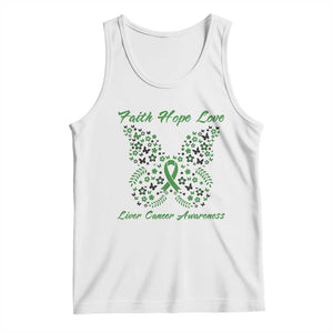 Faith Hope Love Liver Cancer Awareness Tank Top Butterfly Ribbon Floral Gift