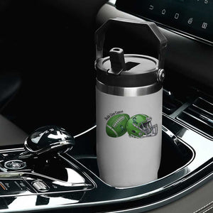Liver Cancer Support Gift Flip Straw Tumbler October Tackle Cancer Football